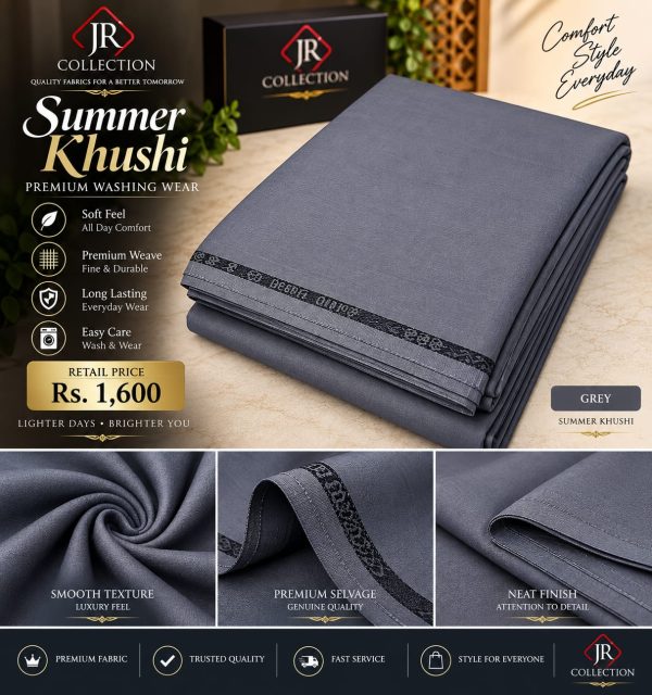 Summer Khushi Premium Washing Wear Unstitched Fabric – Soft & Breathable Summer Suit