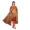 Women's Orange Classic Lawn 3Pc Suit - Sequence Double Head Galla With Lawn Dupatta - Sapphire Inspired by JR Collection
